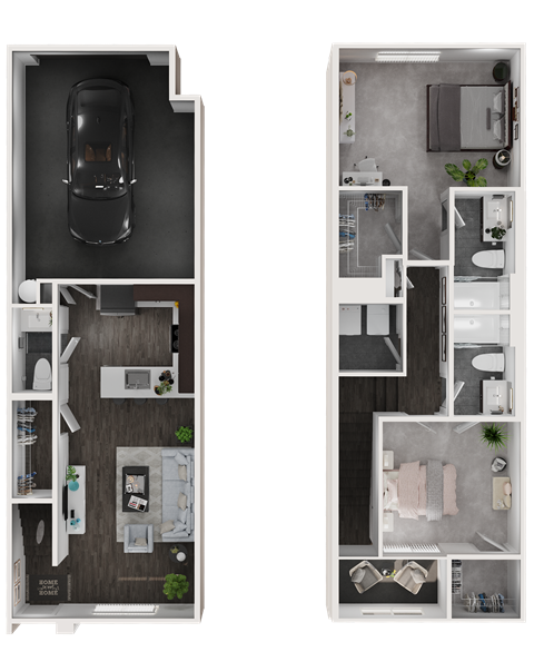 Floor plan for 2 beds, 2 baths, 1245 sqft